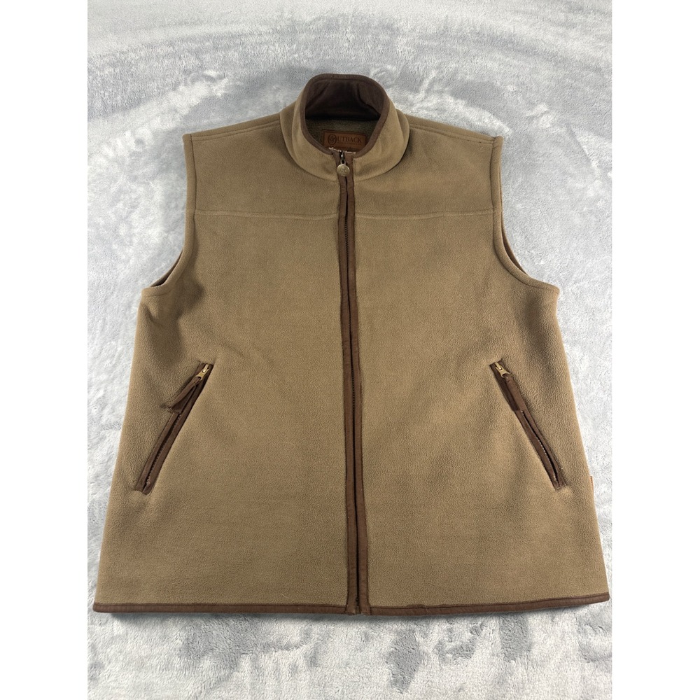 Outback Trading Co Mens Fleece Vest Large Tan Sherpa Lined Full Zip Western Work